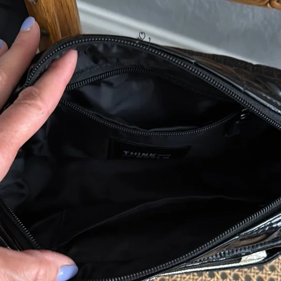 THINK ROYLN Shiny Black Crossbody Bag with Silver Accents - Picture 4 of 10